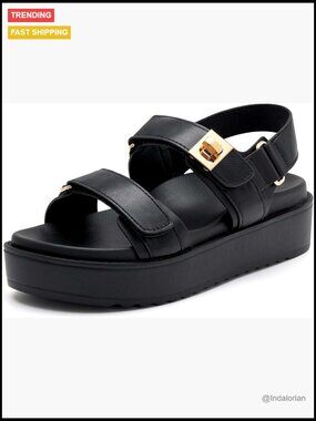 Flat Sandals with Soft Cushioned Footbed Adjustable Slip On Slides